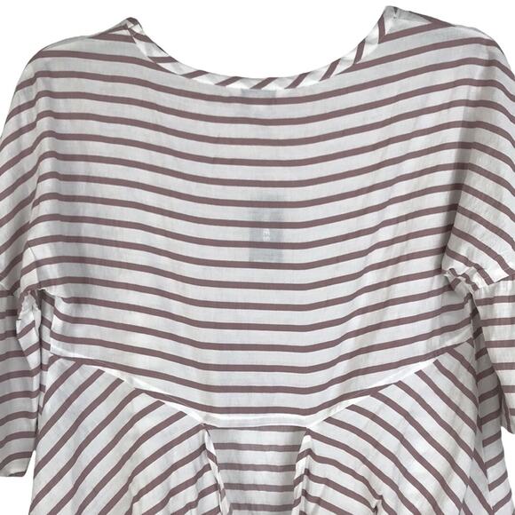NWT Express Tie Back Top Short Bell Sleeve Pink White Stripe Lightweight Boxy XS - Picture 7 of 10